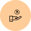 Icon of a hand offering a coin with a rupee symbol inside a peach-colored circle.