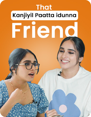 Text reading 'Friend' in orange banner with people imagery