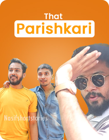 Three men posing with text “That Parishkari.”