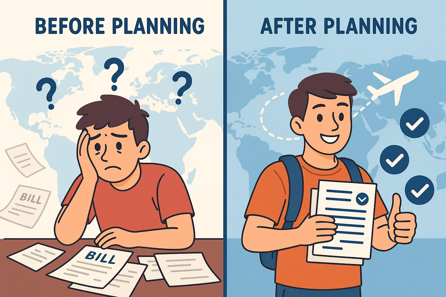 Cartoon illustration showing person asking questions with multiple avatars