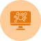 Icon of a computer monitor with connected nodes representing digital marketing or online networking.