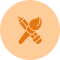 Orange circular icon with cross or close symbol