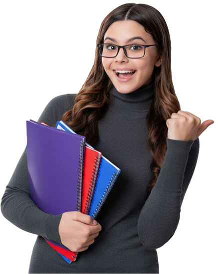 Female graduate wearing cap and gown with diploma, smiling