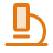 orange microscope icon with a simple, minimalist design.