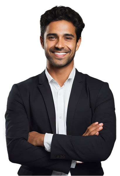 Professional man in business attire with arms crossed