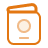 orange passport icon with a circular emblem in the center.