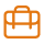 Orange circular icon with briefcase or career symbol