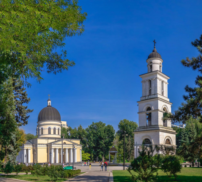 University or college campus building with bell tower in Baroque architecture