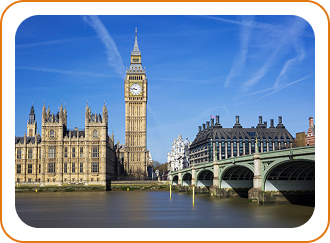 Big Ben clock tower in London with Union Jack flag
