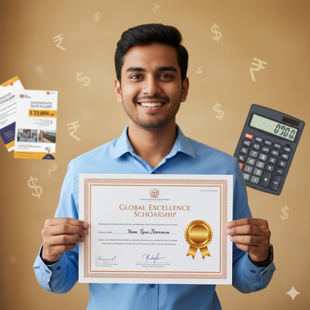 Smiling young professional man in white shirt holding a certificate or document