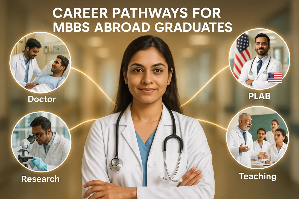 MBBS abroad graduate with multiple career pathways including practice in India USA UK medical research and teaching opportunities