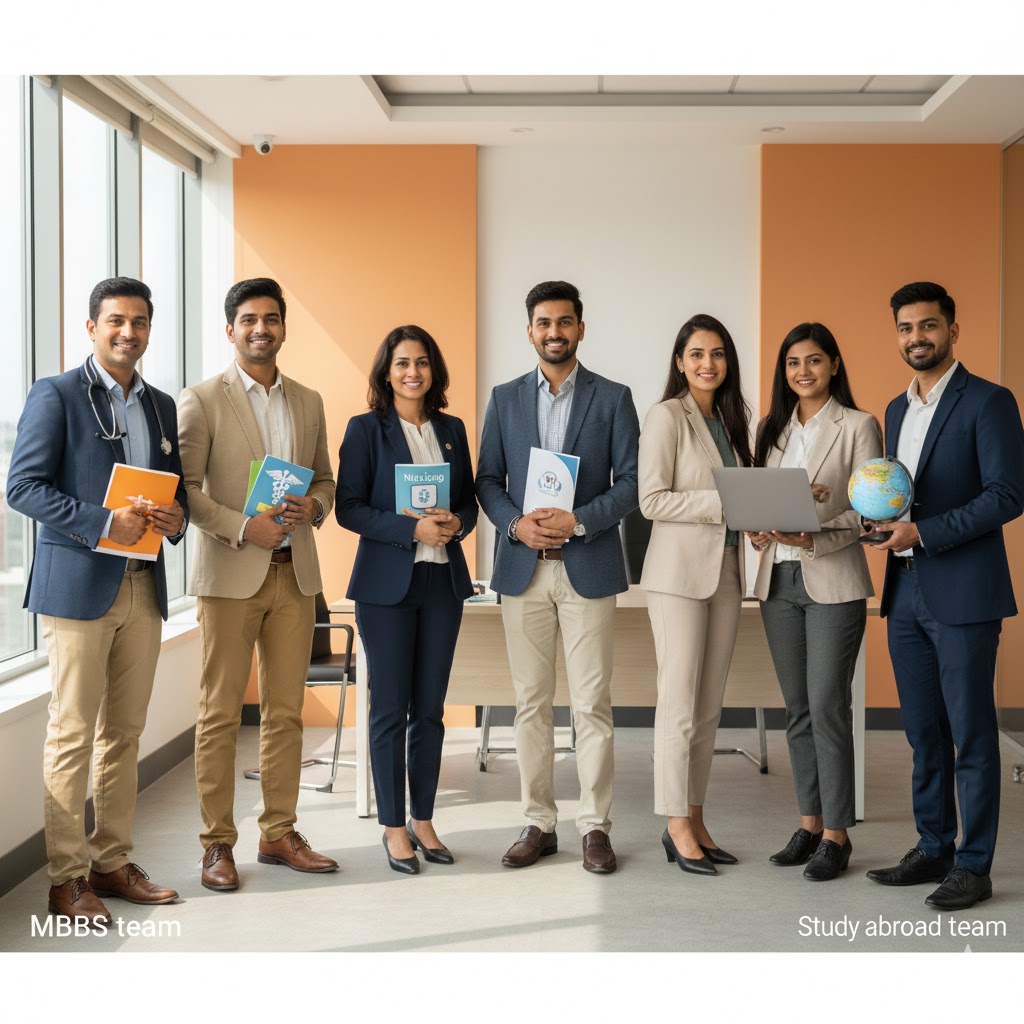 Diverse group of students or professionals standing together in business attire
