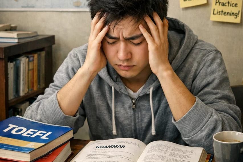 Student feeling stressed about English proficiency while preparing to study abroad
