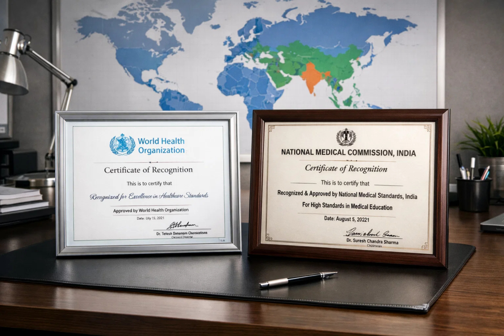 WHO and NMC recognition certificates for MBBS abroad programs